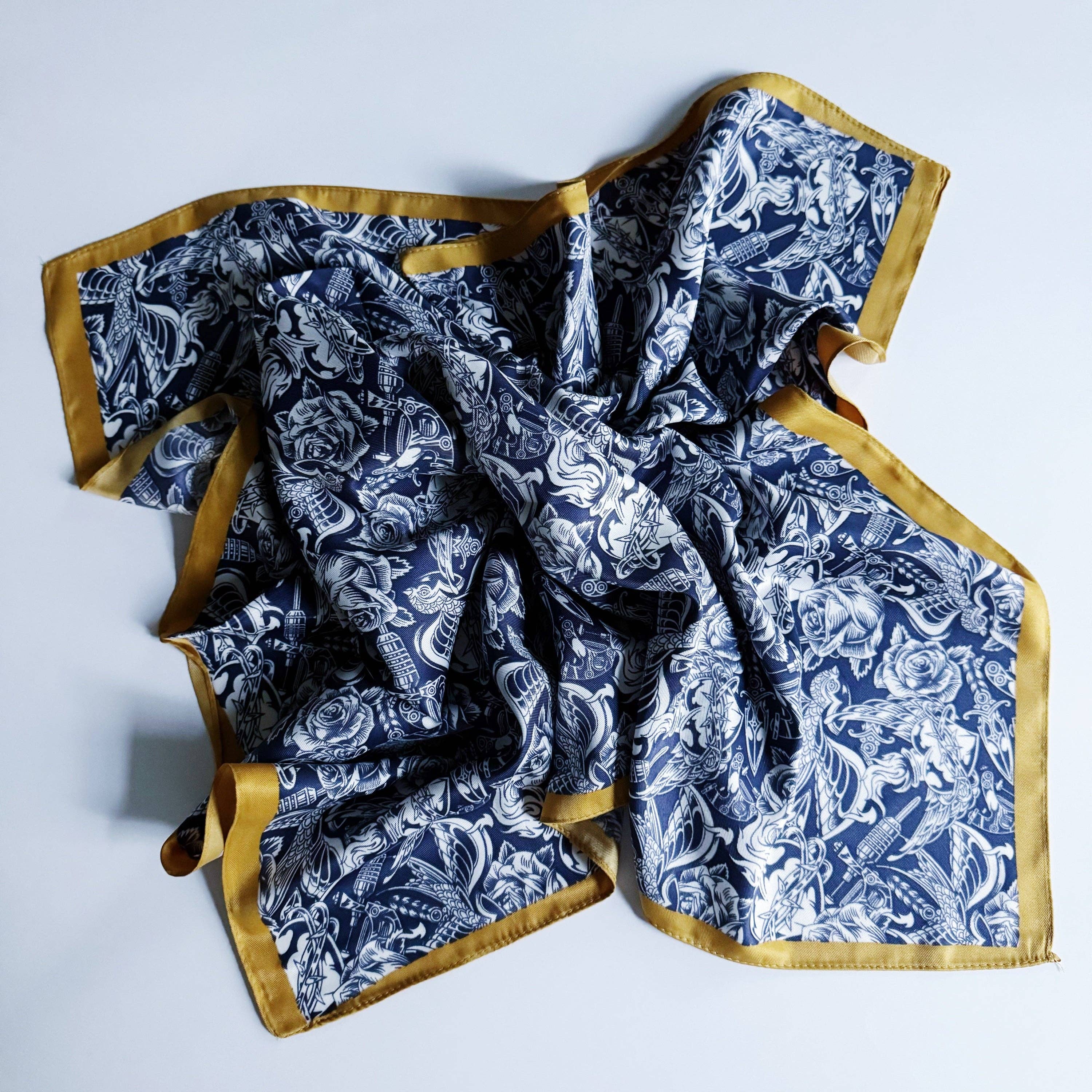 Silky Muse Satin Square Scarf - Chic Silky Scarf For Hair, Neck, Or Bag Styling: Rock 'n Rose