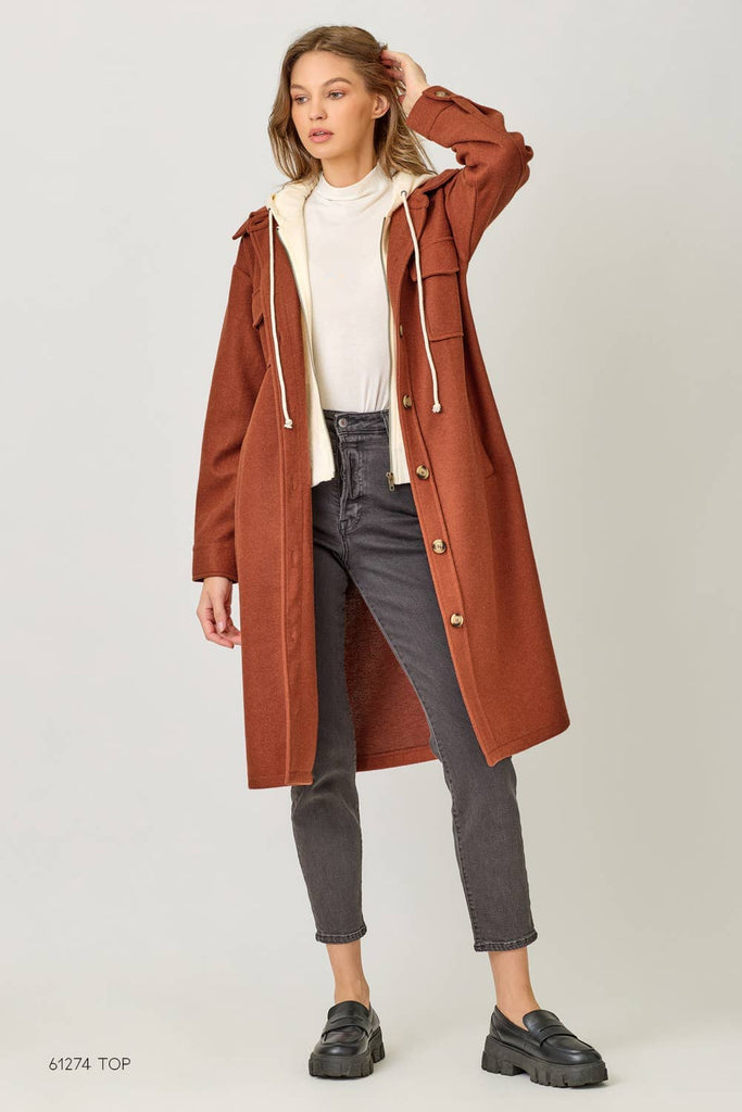 60737 Twofer Hoodie Solid Coat: Black / Small