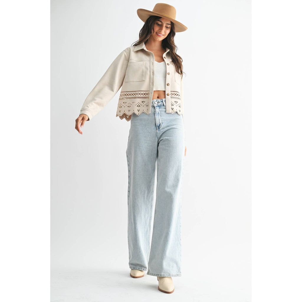 LASERCUT DETAILING JACKET: STONE / S-M-L(3-2-1)