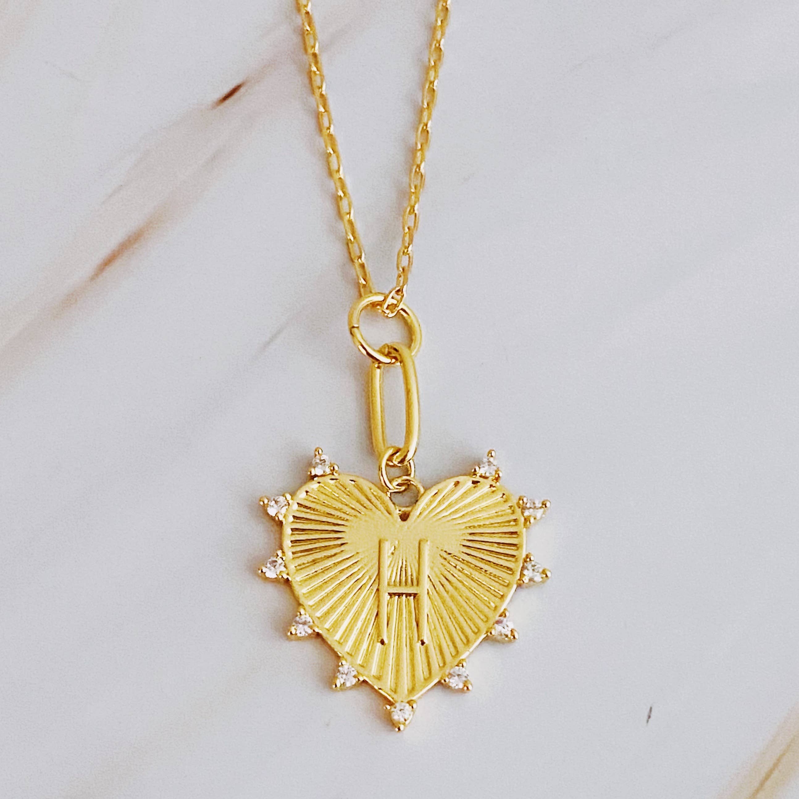 Gold Initial Heart Necklace