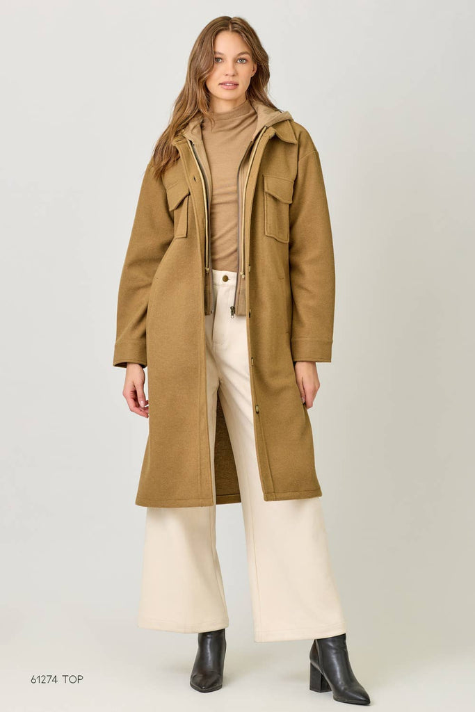 60737 Twofer Hoodie Solid Coat: Black / Small