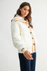 CONTRAST TRIM QUILTED KNIT JACKET - CJ25541: CREAM/CAMEL / S-M-L (3-2-1)