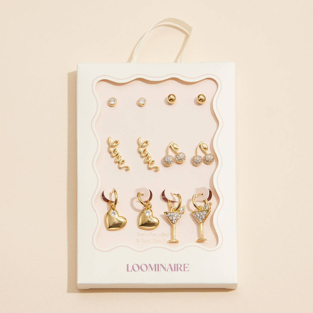 Cute Cherry Earring Set - 18K Gold Dipped: Gold / One / 4DE38138