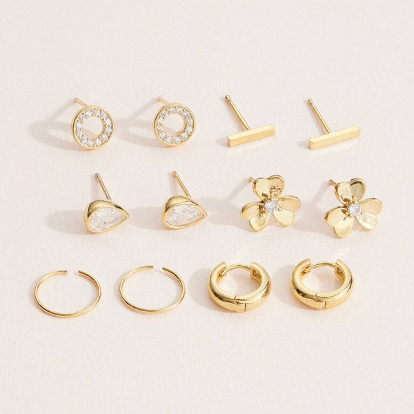 Contemporary Earring Set - 18K Gold Dipped: Gold / One / 4DE38127