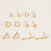 18K Gold Dipped Geometric & Crystal Stud Set: Gold / One / 4DE38120