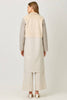 61307 Color Blocked Long Coat: Oatmeal Mix / Small