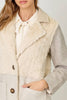 61307 Color Blocked Long Coat: Oatmeal Mix / Small