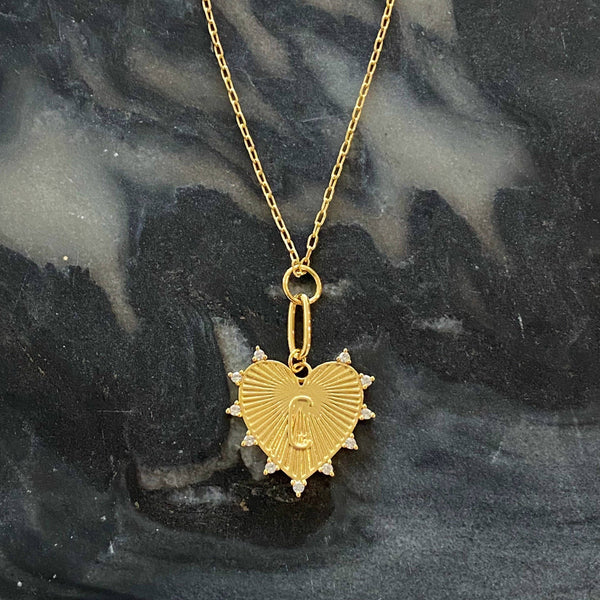 Gold Initial Heart Necklace