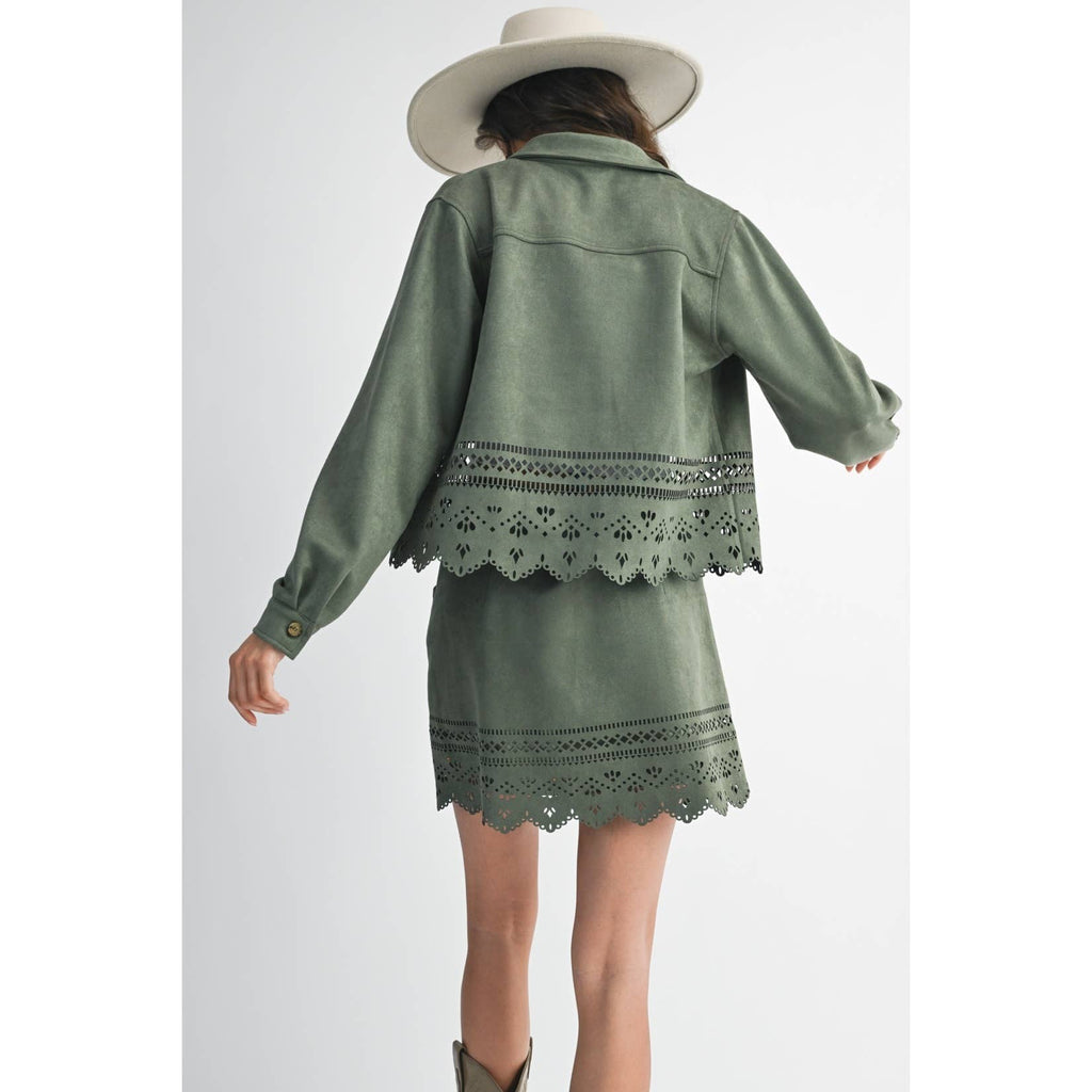 LASERCUT DETAILING JACKET: OLIVE / S-M-L(3-2-1)