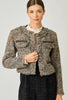 61191 Fringe Tweed Jacket: Stone/Grey / Small