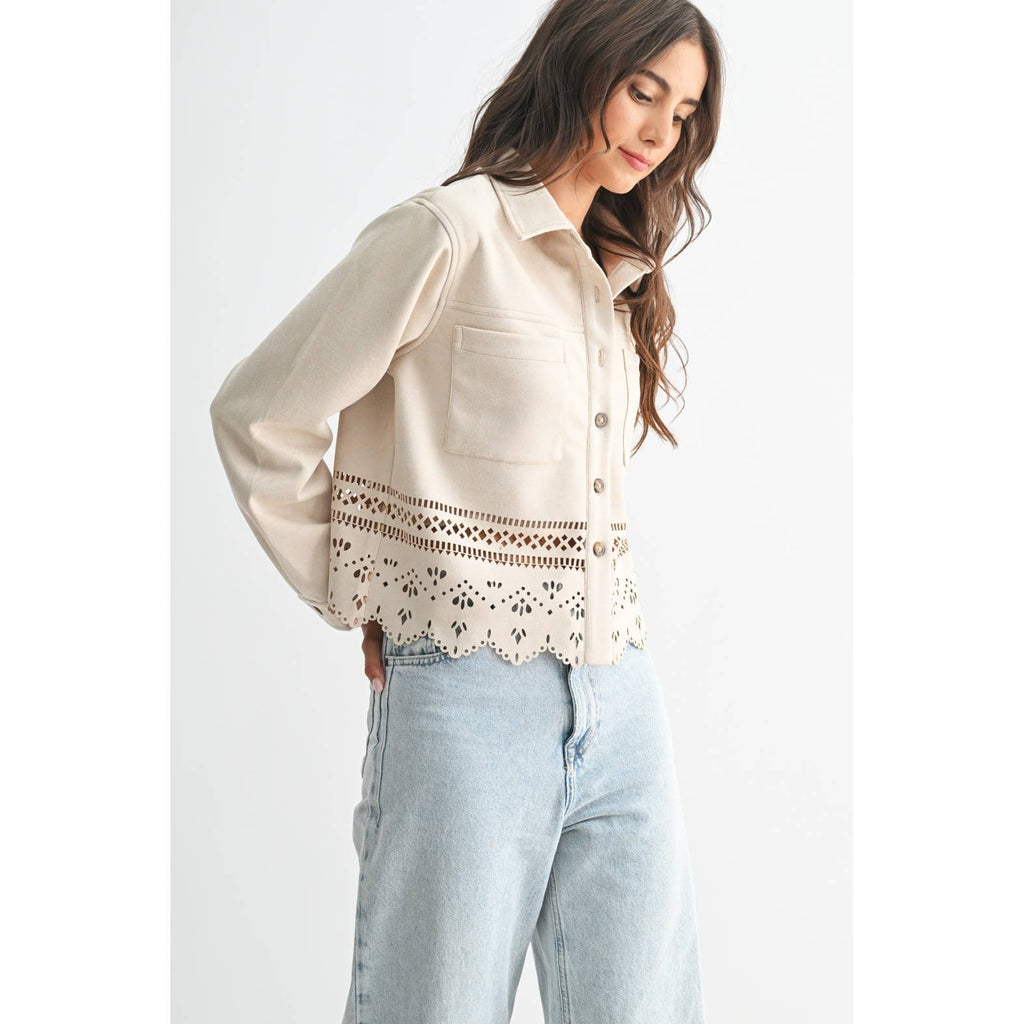 LASERCUT DETAILING JACKET: STONE / S-M-L(3-2-1)