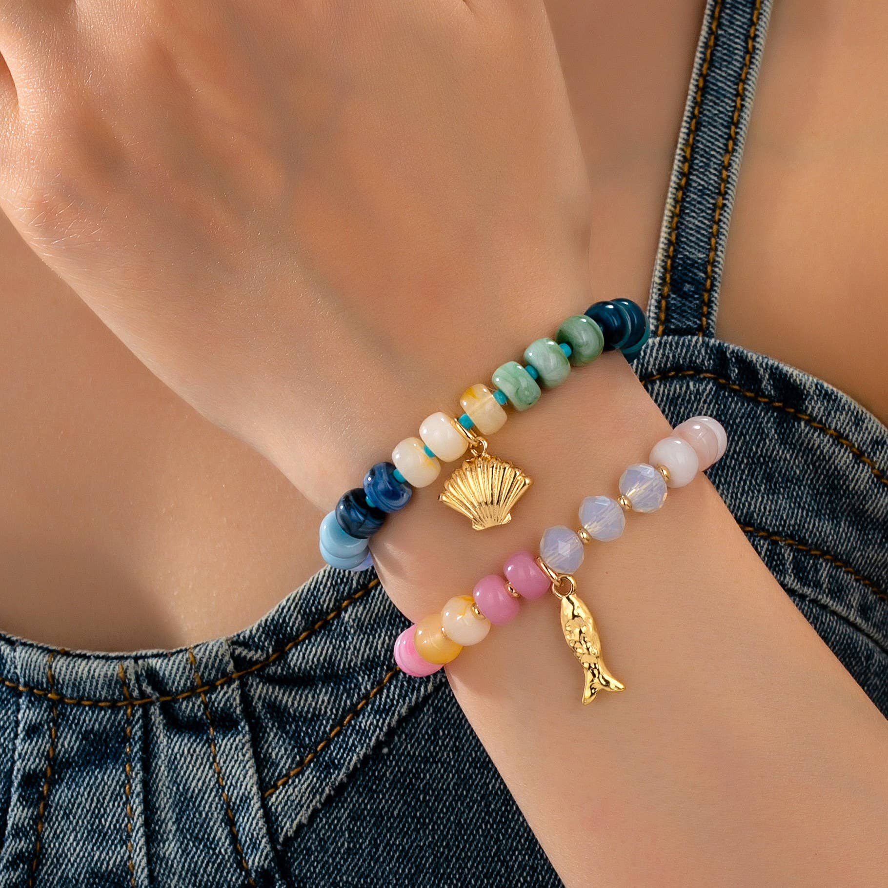 Nautical Multi-Color Beaded Bracelet Set | 80B1703: Set | Stella & Grace Boutique .