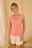 Heart Neck Sweater Tank With Contrast: Coral White / XS