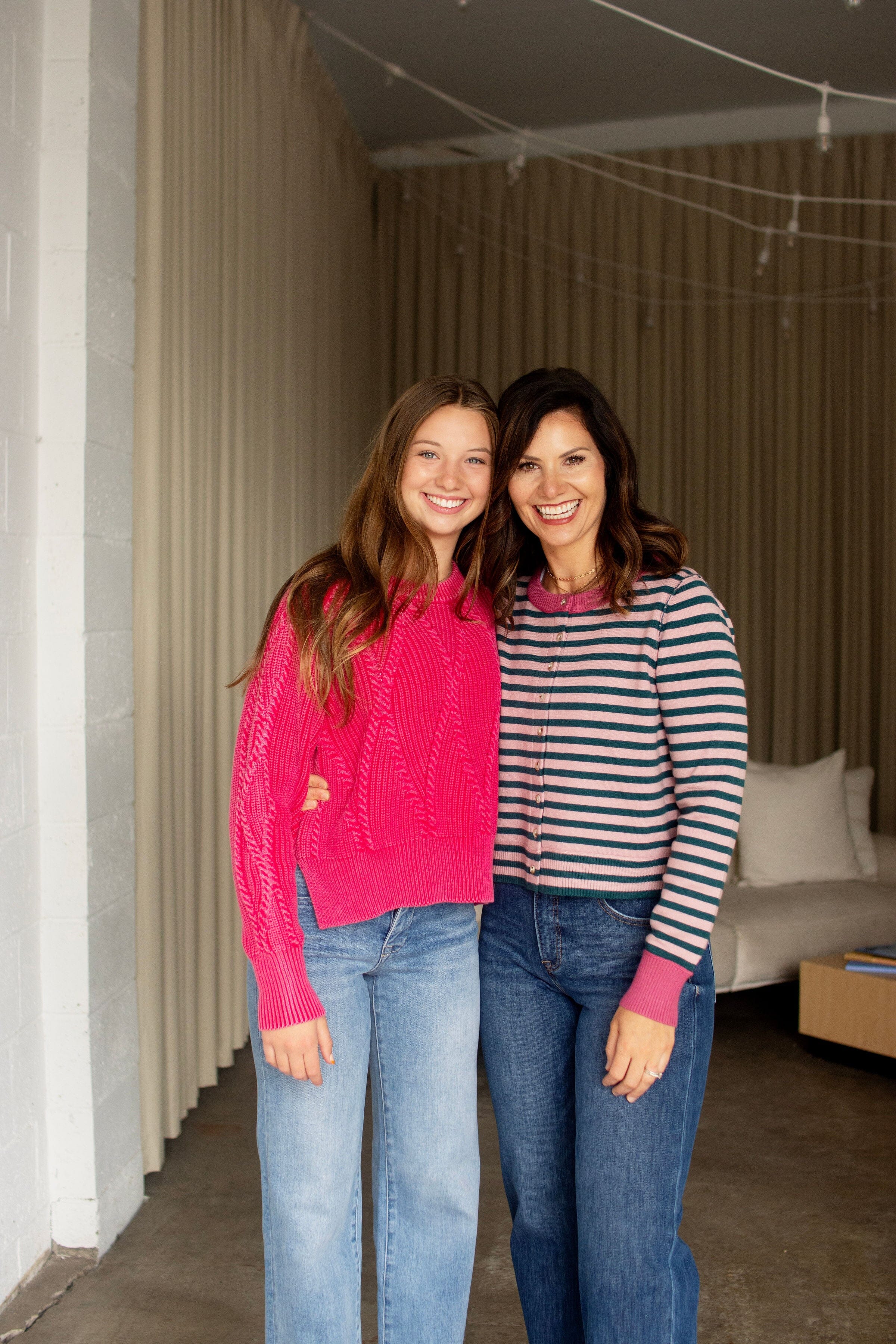 Washed Fuchsia Cropped Cable Knit Cotton Sweater