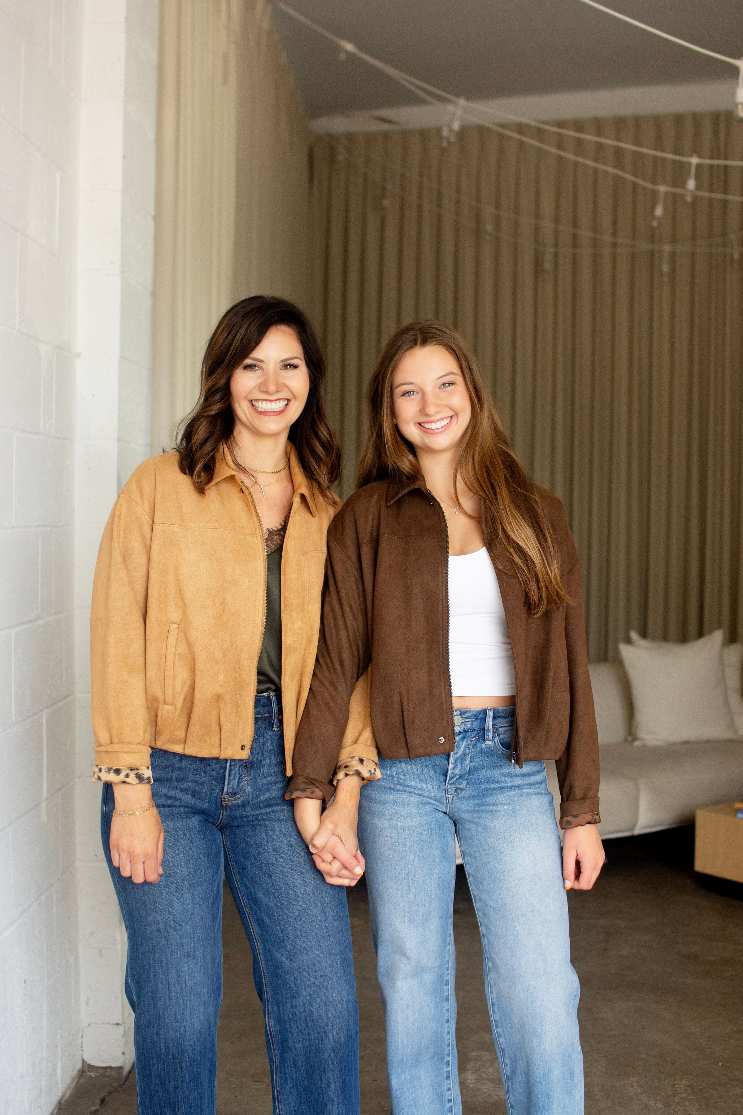 Luxe Faux Suede Gathered Hem Cropped Jacket - Dark Brown
