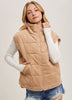 Latte Corduroy Quilted Puffer Vest