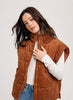 Rust Corduroy Quilted Puffer Vest