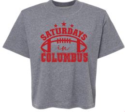 Gray Cropped 'Saturdays In Columbus' Tee