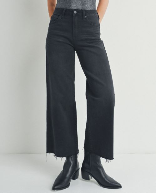 JBD Washed Black Slim Wide Leg Jeans