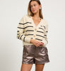 Cream Stripe Button Front Cardigan