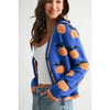 CJW26759 CARDIGAN WITH TEXTURED ORANGE ACCENTS: BLUE/LT. ORANGE / S-M-L(3-2-1)