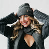 Cassidy Cashmere Wrap and Beanie Duo Wholesale: Charcoal