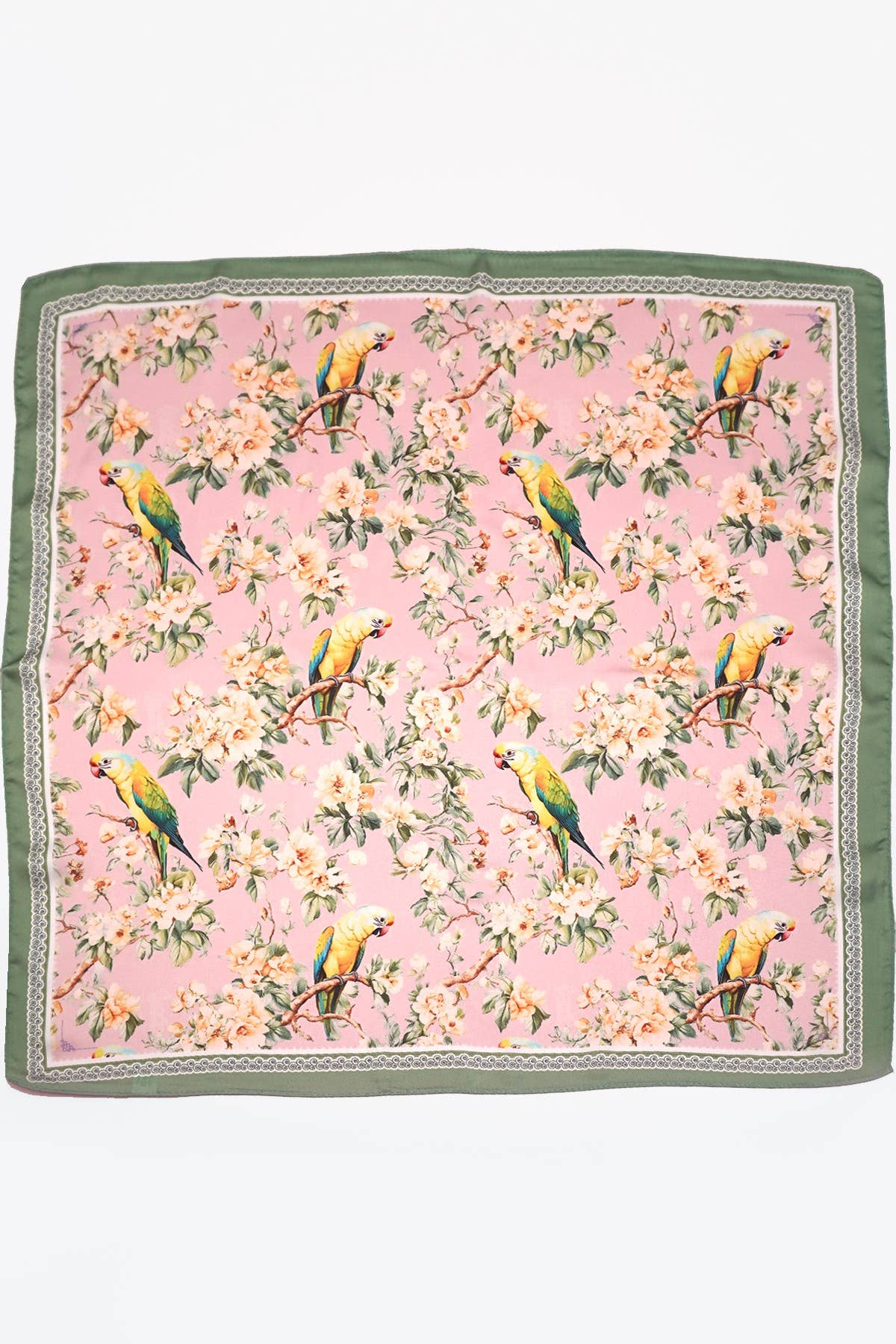 FLORAL BIRD PRINT SILKY FEEL BANDANA SCARF | 40SC641: Pink | Stella & Grace Boutique .