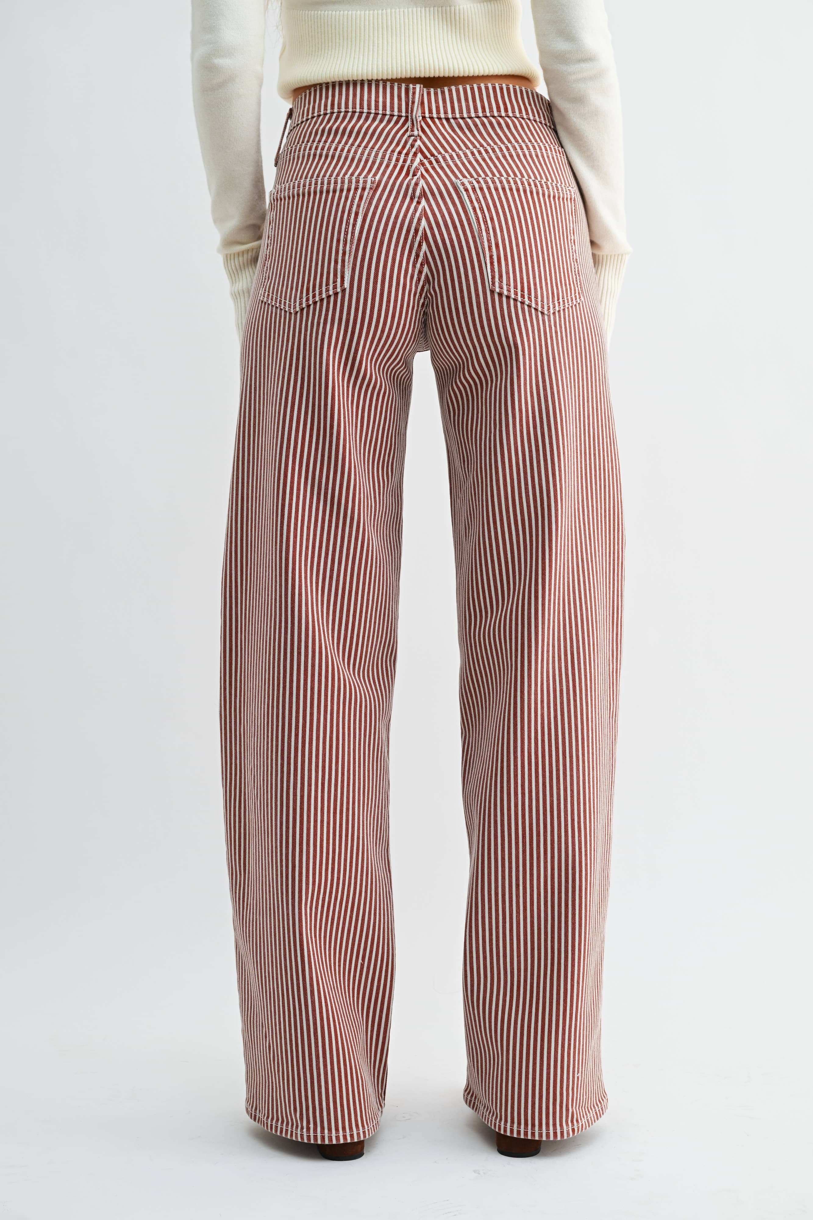 BP453J-A - SPICE BRWN STRIPE - Relaxed Wide Leg: 30
