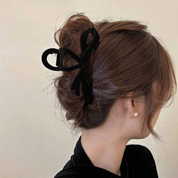 Velvet Bow Hair Clip Red Claw for Elegant Updos_CWAHA07311: Black / (OS) 1