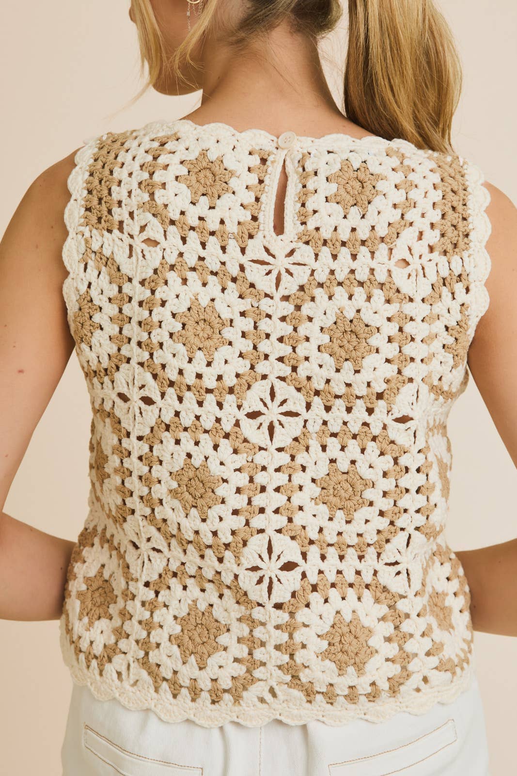 Cream Crochet Tank