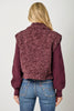 61251 Mixed Media Sweater Jacket: Merlot / Small