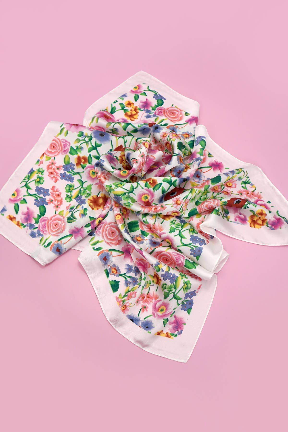 LARGE FLORAL PRINT BANDANA SCARF | 40SC656: White | Stella & Grace Boutique .