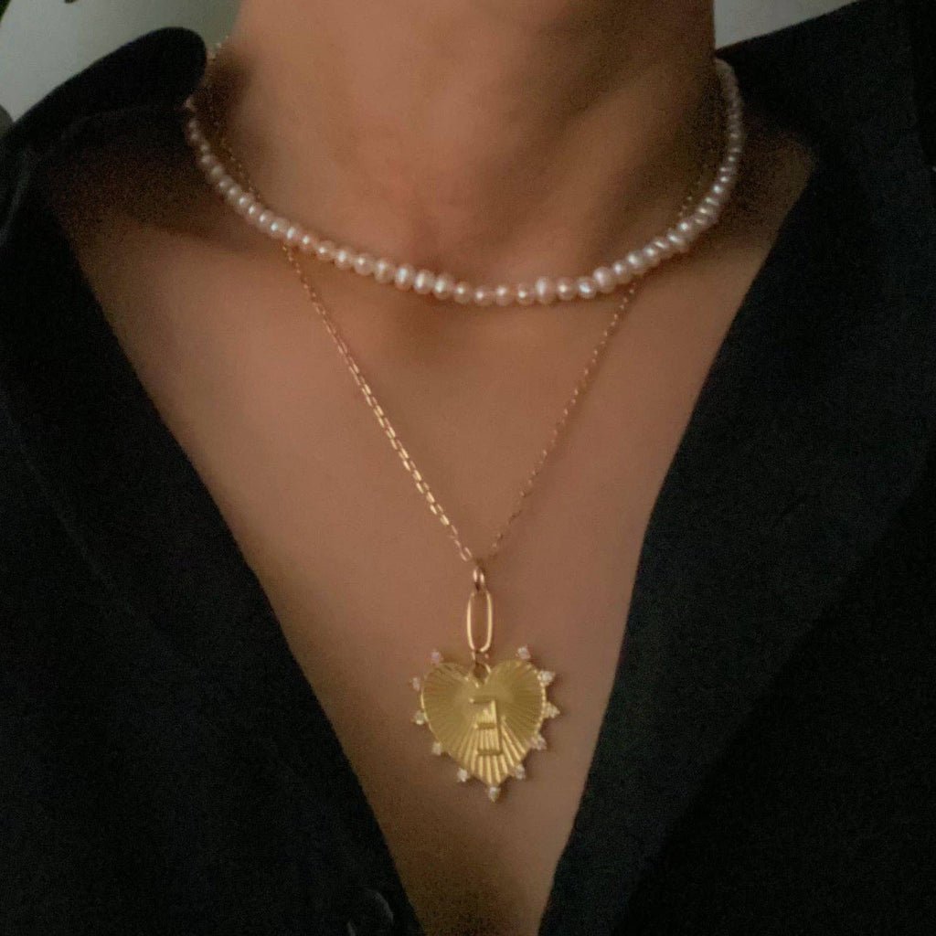 Clip Hanging Initial Heart Necklace: A