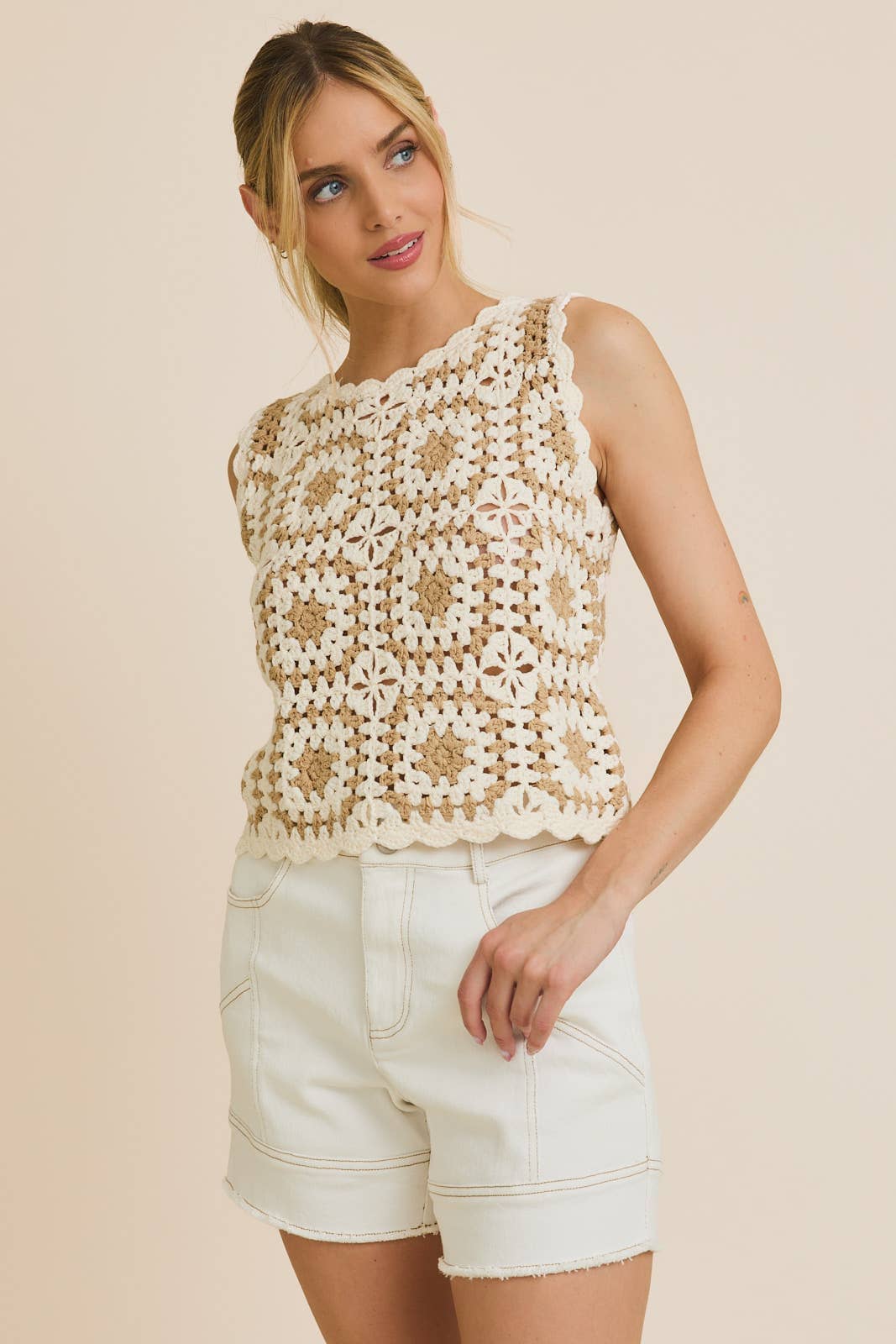 Cream Crochet Tank