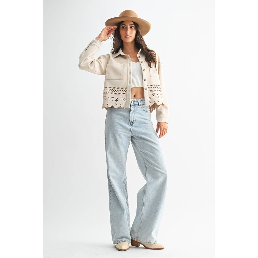 LASERCUT DETAILING JACKET: STONE / S-M-L(3-2-1)