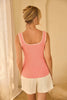 Heart Neck Sweater Tank With Contrast: Coral White / XS