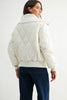 CONTRAST TRIM QUILTED KNIT JACKET - CJ25541: CREAM/CAMEL / S-M-L (3-2-1)