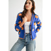 CJW26759 CARDIGAN WITH TEXTURED ORANGE ACCENTS: BLUE/LT. ORANGE / S-M-L(3-2-1)