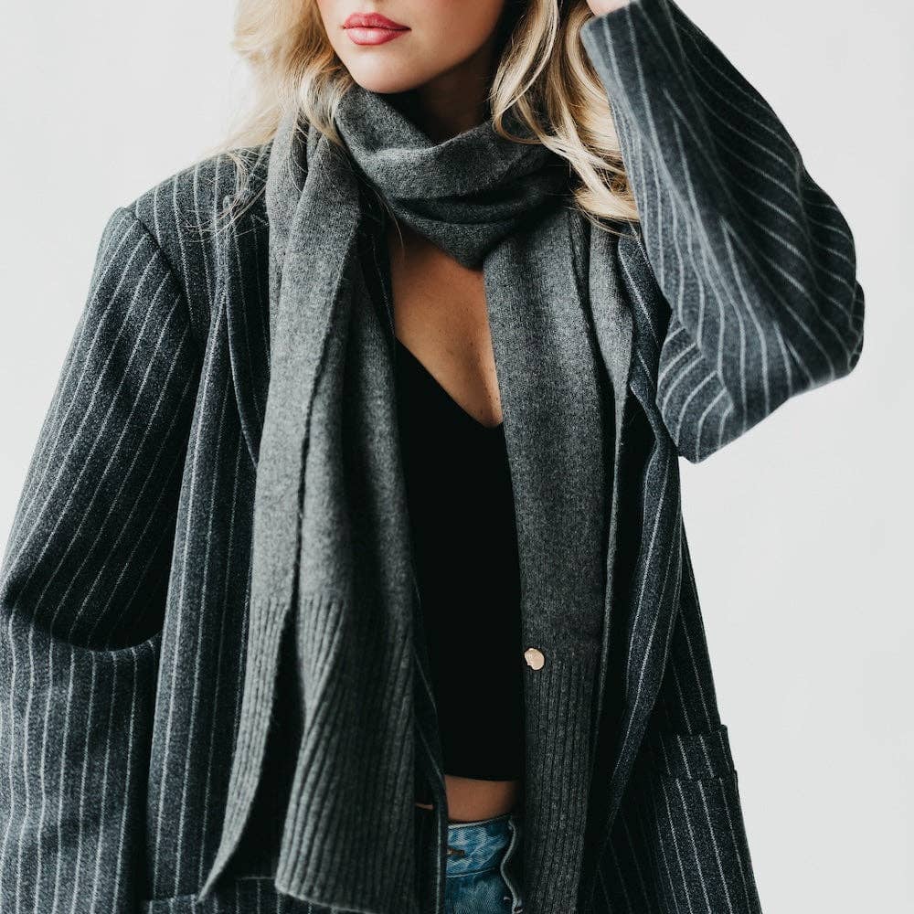 Cassidy Cashmere Wrap and Beanie Duo Wholesale: Charcoal