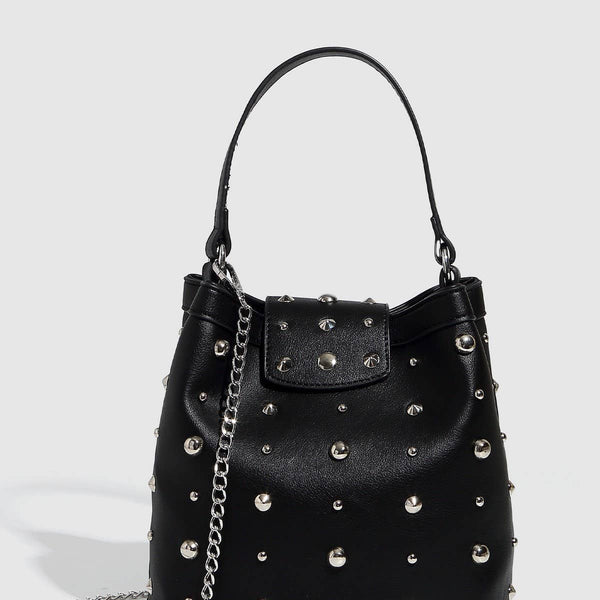 New Metallic Polka Dot Studded Shoulder Bag_CWAB5721: Black / (OS) 1