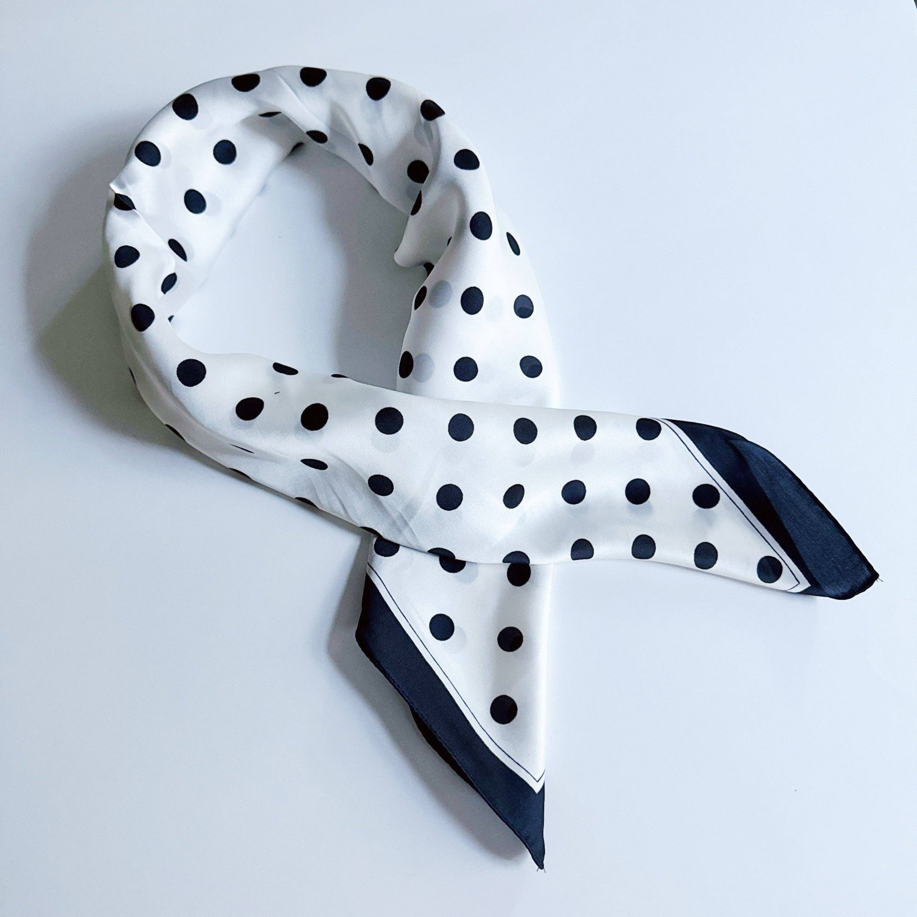 Silky Muse Satin Square Scarf - Chic Silky Scarf For Hair, Neck, Or Bag Styling: Polka Dots