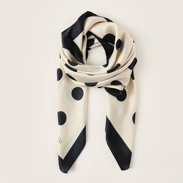 Women’s 35" Polka Dot Silky Wrap Neck Scarf_CWASC0207: Beige / (OS) 1