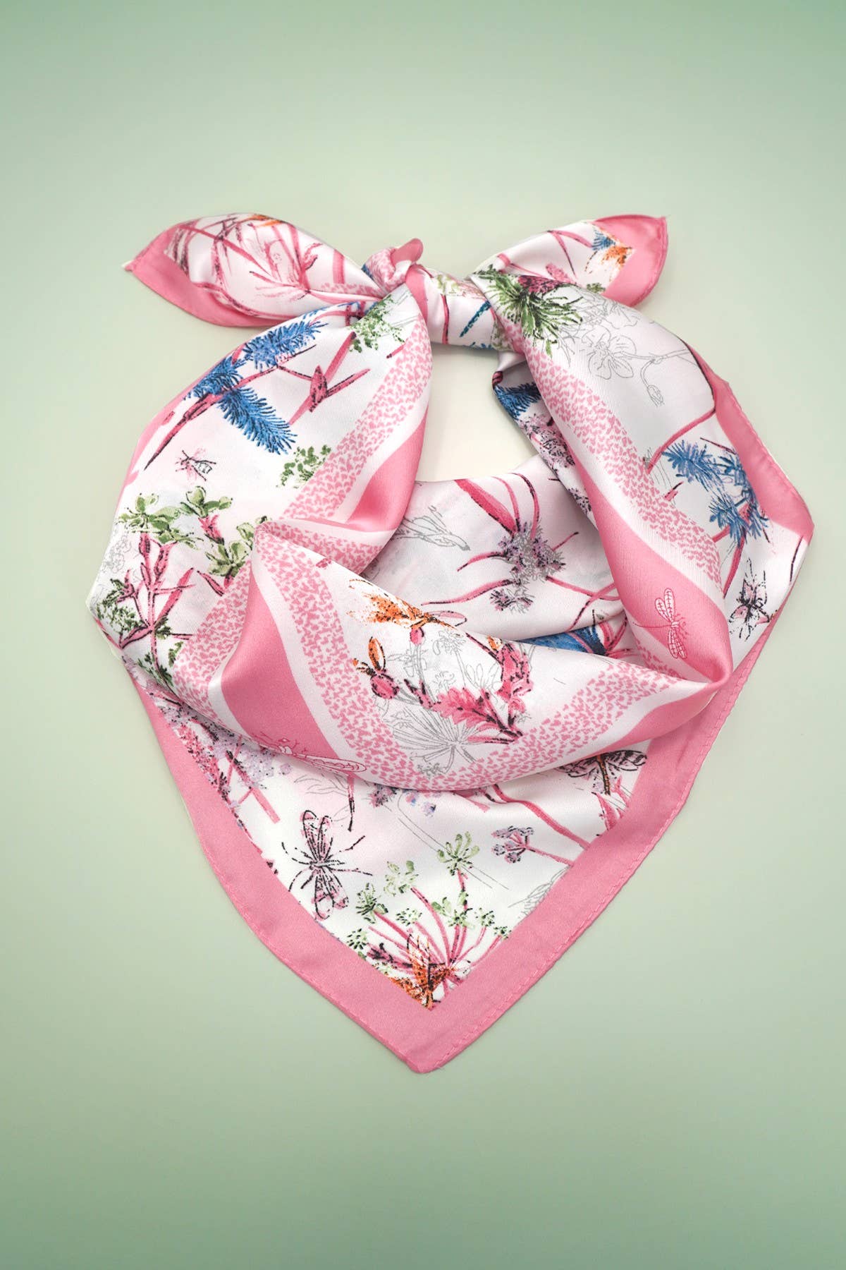 LARGE PRINT SILKY FEEL BANDANA SCARF | 40SC673: Pink | Stella & Grace Boutique .