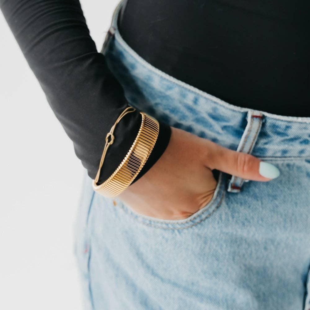 Chunky Statement Bangle Bracelet - WATERPROOF: Gold
