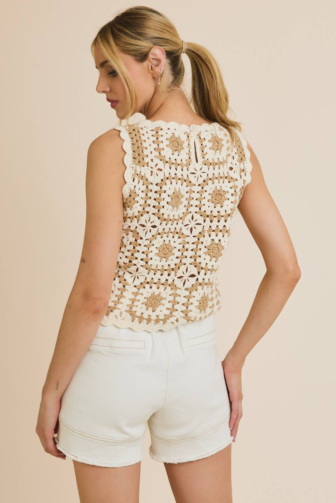 Cream Crochet Tank