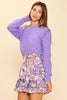 Long Sleeve Pointelle Sweater : Lavender / M