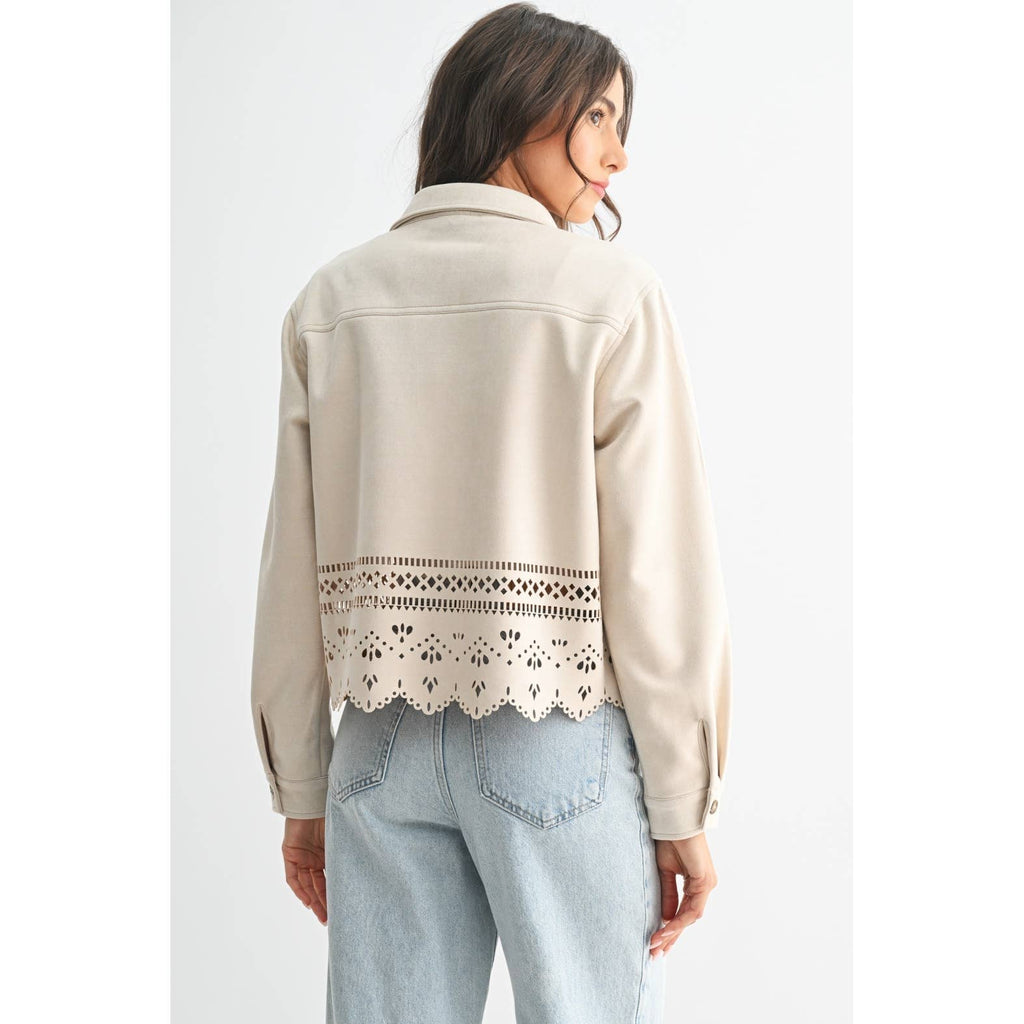 LASERCUT DETAILING JACKET: STONE / S-M-L(3-2-1)