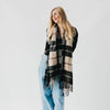 Penny Plaid Fringe Scarf: Black
