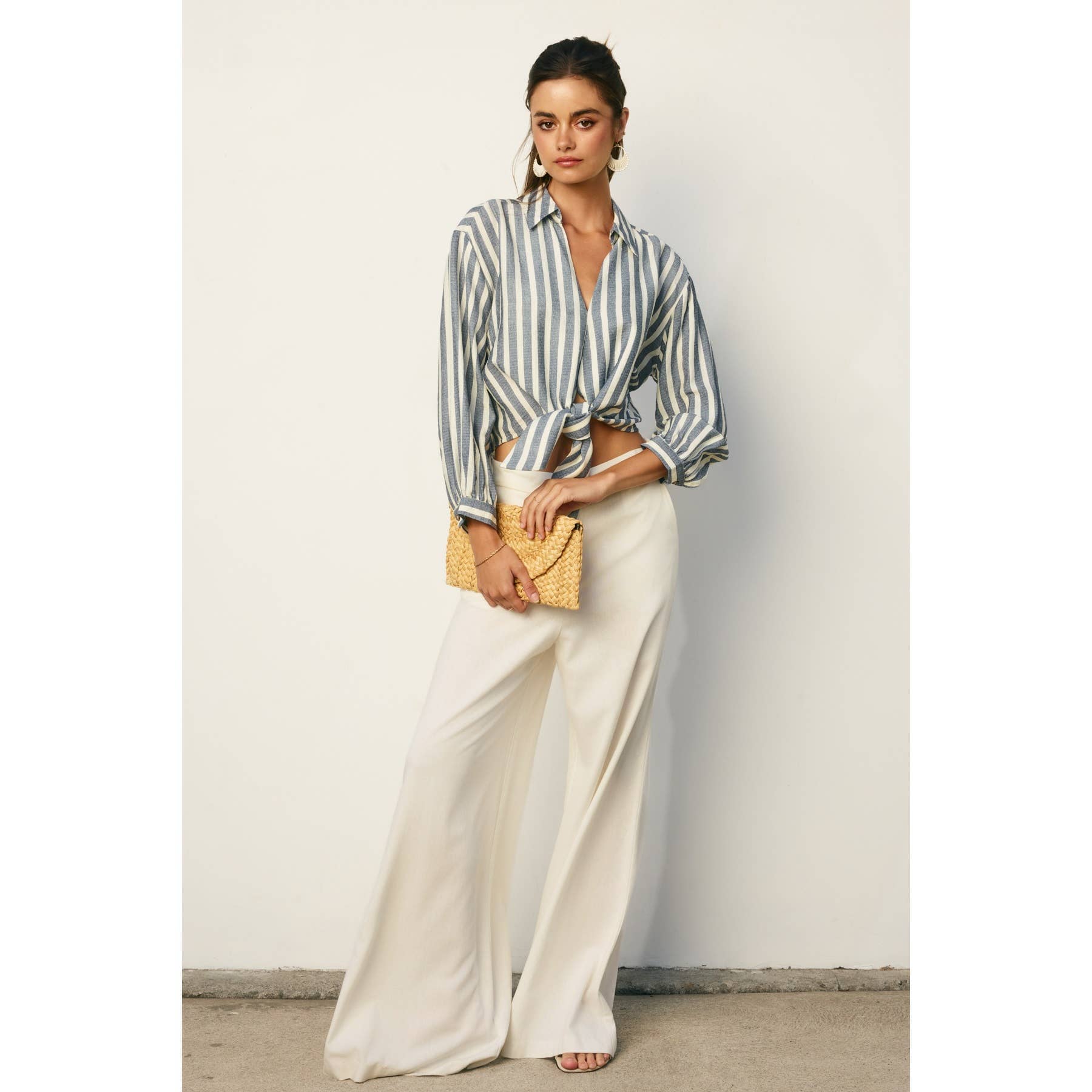 Saltwater Stripe Knot Front Shirt: CHAMBRAY STRIPE / S-M-L(2-2-2)