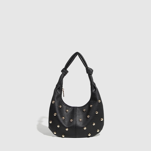 Metallic Studded Shoulder Bag for Women_CWAB5680: Black / (OS) 1